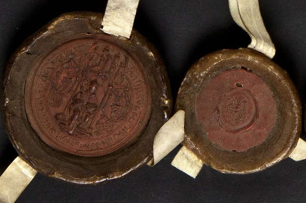 Abbildung Siegel an einer demnächst in Washington zu sehenden Pergamenturkunde des Landesarchivs Sachsen-Anhalt. Mit Klick zur vollständigen Meldung gelangen.