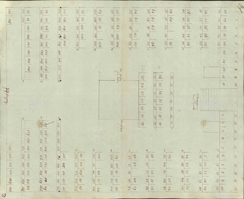 Situationsplan des Innenraums der Synagoge nach dem Umbau (LASA, Z 44, C 15 Nr. 48, Bl. 12-13)